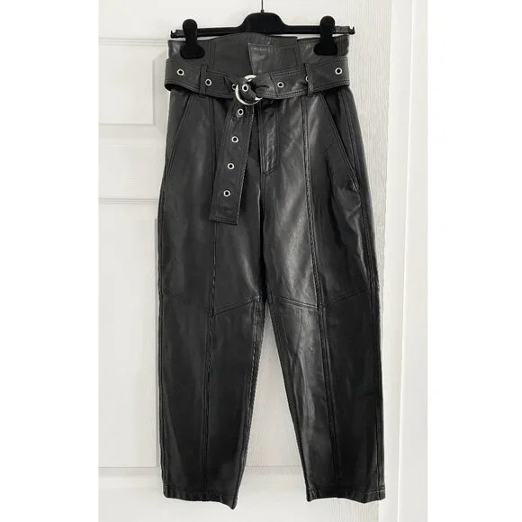 NWT Marissa Webb "Anniston" Leather Pants in Black, size 2 - Picture 4 of 13